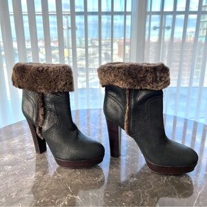 Vintage Tory Burch Winter Shearling and Suede Ankle Boots